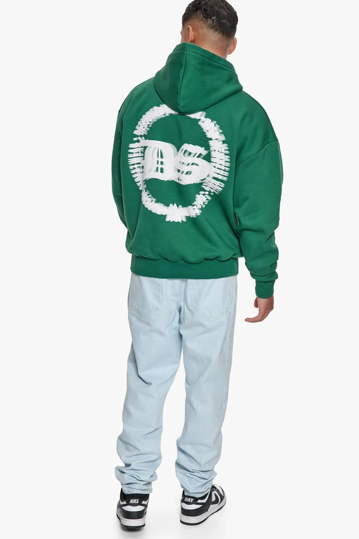 hoodie*heavy oversize blurred logo hoodie washed green - Dropsize